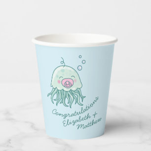 Cute Jellyfish Baby Shower Kawaii Pink Girl Paper Cups