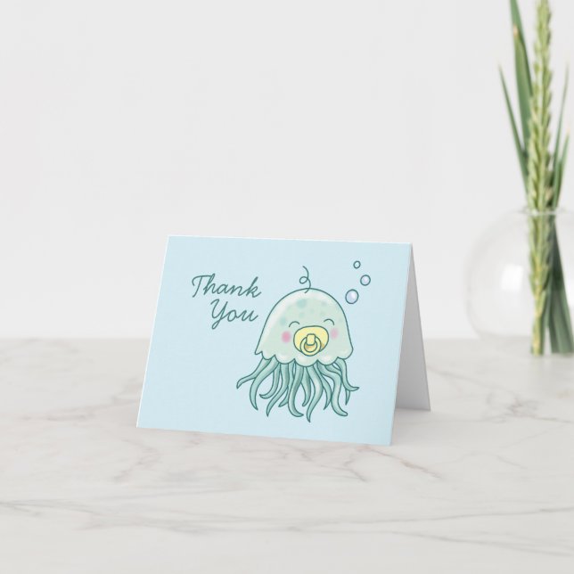 Cute Jellyfish Baby Shower Kawaii Thank You Card (Front)