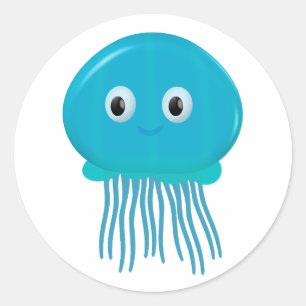 Cute Jellyfish Drawing Classic Round Sticker