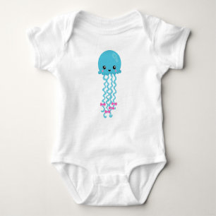 Cute Jellyfish, Little Jellyfish, Blue Jellyfish Baby Bodysuit