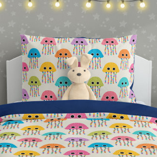 Cute Jellyfish Pattern on Cream Pillowcase