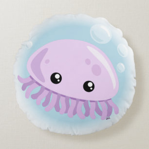 Cute Jellyfish Round Pillow
