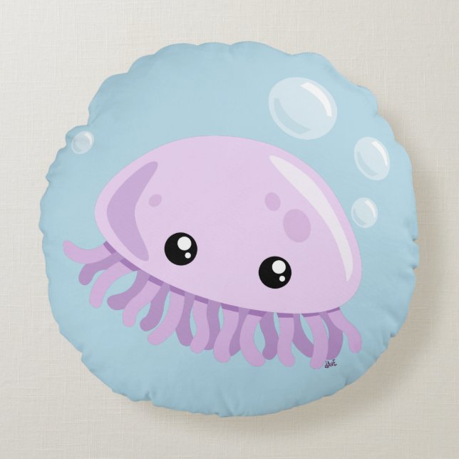 Cute Jellyfish Round Pillow (Front)
