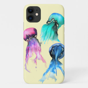 Cute jellyfish trio watercolor art Case-Mate iPhone case