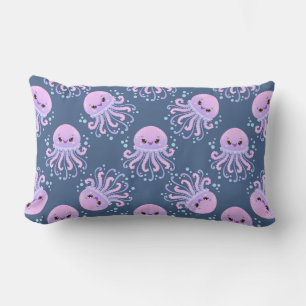 Cute Jellyfish Underwater Theme For Kids Rooms Lumbar Cushion