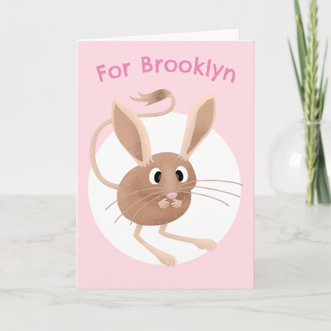 Cute jerboa cartoon birthday personalised card (Front)