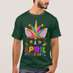 Cute Jester Prankster Unicorn April Fool's Day Jok T-Shirt