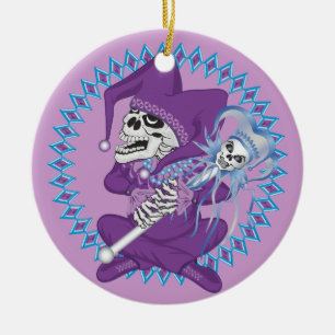Cute Jester Skull Ceramic Tree Decoration