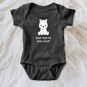 Cute Jesus Loves Me Beary Much Christian Baby Bodysuit
