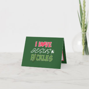 Cute Jesus pickles word art customisable Card