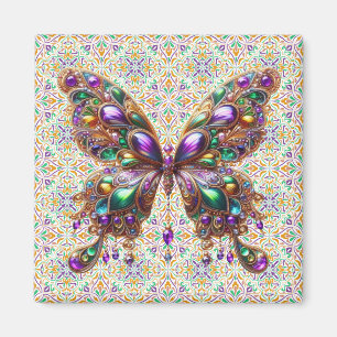 Cute jewelled Mardi Gras butterfly Magnet