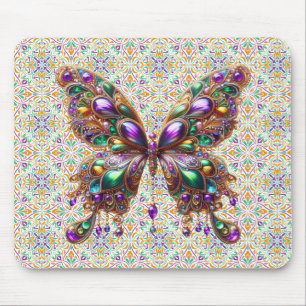 Cute jewelled Mardi Gras butterfly Mouse Pad