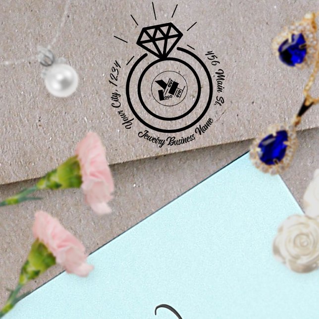 Cute Jewellery Brand Professional Logo Company Nam Rubber Stamp (Creator Uploaded)