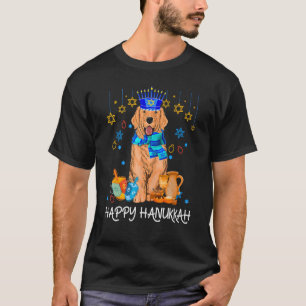 Cute Jewish Golden Retriever Dog Menorah Hat Hanuk T-Shirt