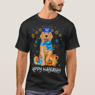 Cute Jewish Golden Retriever Dog Menorah Hat Hanuk T-Shirt