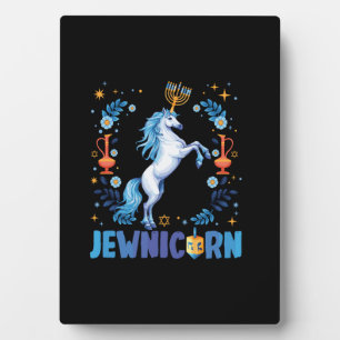 Cute Jewnicorn Jewish Unicorn Menorah Chanukah Han Plaque