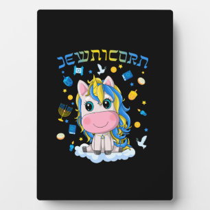 Cute Jewnicorn Jewish Unicorn Menorah Dreidel Happ Plaque