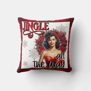 Cute Jingle all the Way Vintage Pinup Cushion