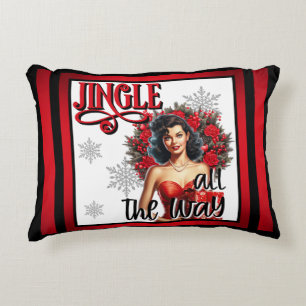 Cute Jingle all the Way Vintage Pinup Decorative Cushion
