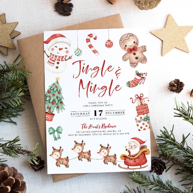 Cute Jingle & Mingle Christmas Party Invitation (Creator Uploaded)