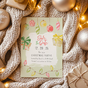 Cute Jingle & Mingle Green Christmas Party Save The Date