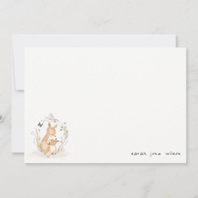 Cute Joey Mama Kangaroo Floral Wreath Baby Shower Card (Front)