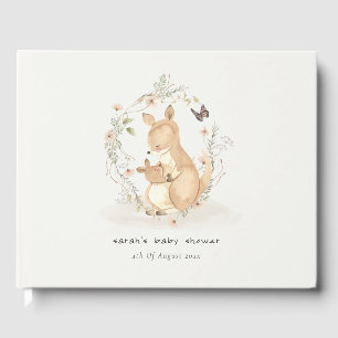 Cute Joey Mama Kangaroo Floral Wreath Baby Shower Guest Book