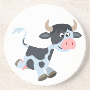 Cute Jogging Cartoon Cow Coaster