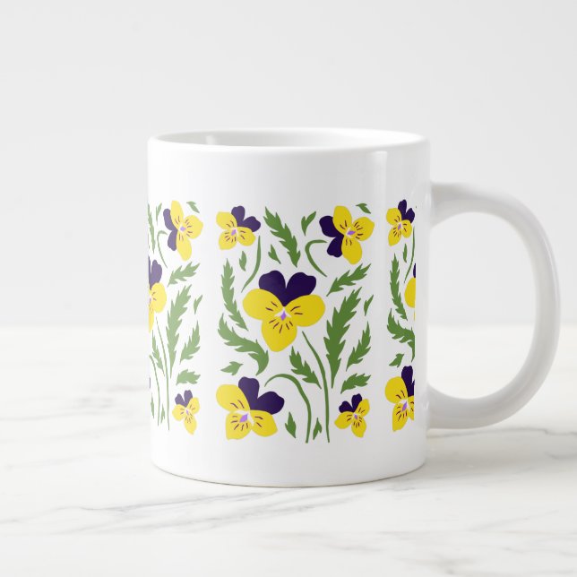 Cute Johnny Jump Ups Large Coffee Mug (Right)