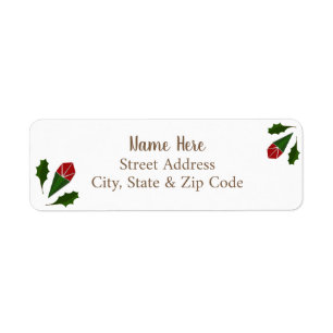 Cute Jolly Abstract Red Roses, Green Holly Brown