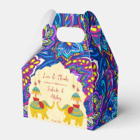Cute jolly Indian wedding elephants yellow blue