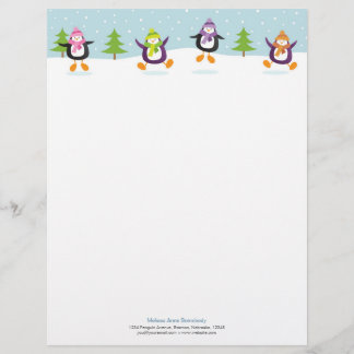 Cute Jolly Jumping Penguins Novelty Letterhead