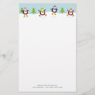 Cute Jolly Jumping Penguins Novelty Stationery