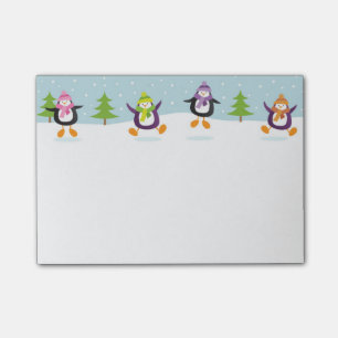 Cute Jolly Jumping Penguins Novelty Sticky Notes