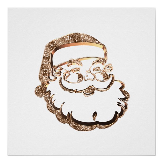 Cute Jolly Santa Claus Gold Father Christmas Poster (Front)