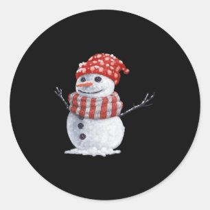 Cute Jolly Snowman Christmas Winter Holiday Scarf  Classic Round Sticker