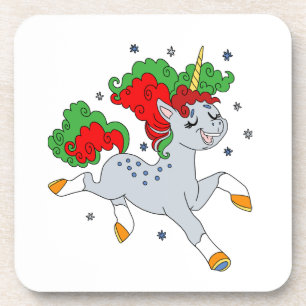 Cute jolly unicorn coaster