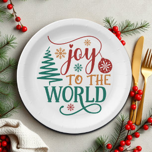 Cute 'Joy to the World' Christmas Paper Plate