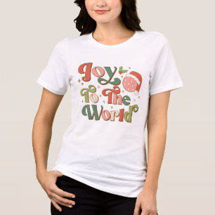 Cute Joy To The World Retro Christmas Tri-Blend Shirt