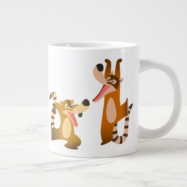Cute Joyful Cartoon Coatimundis Large Coffee Mug (Right)