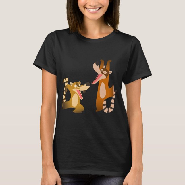 Cute Joyful Cartoon Coatimundis Women T-Shirt (Front)