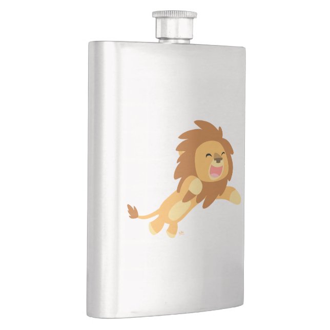 Cute Joyful Cartoon Lion Classic Flask (Right)