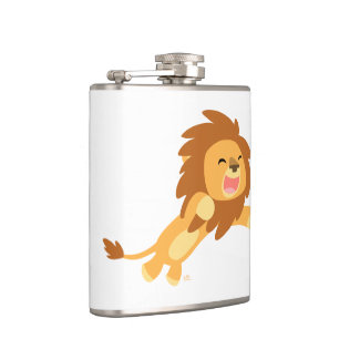 Cute Joyful Cartoon Lion Hip Flask