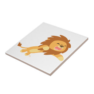 Cute Joyful Cartoon Lion Tile