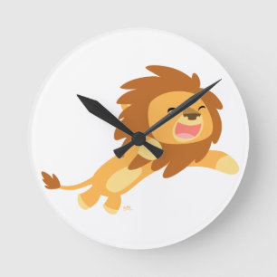 Cute Joyful Cartoon Lion Wall Clock