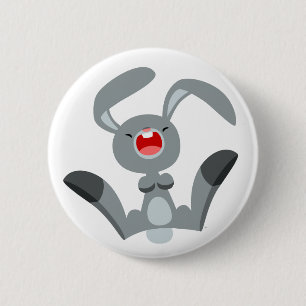 Cute Joyful Cartoon Rabbit Button Badge