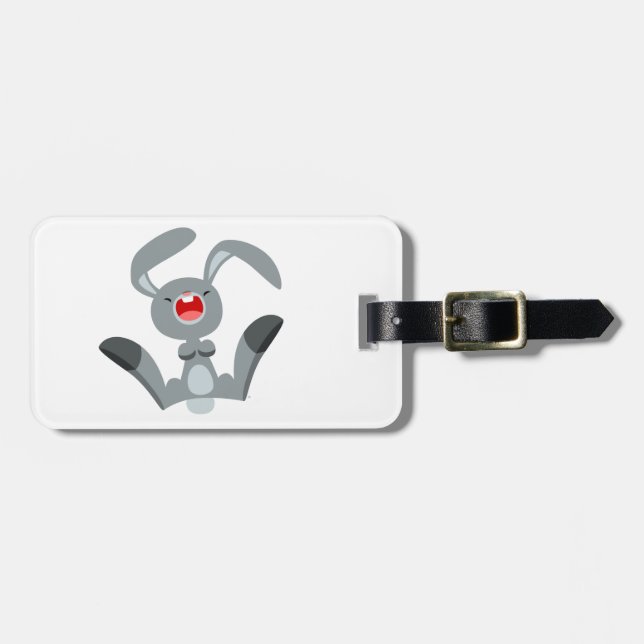 Cute Joyful Cartoon Rabbit Luggage Tag (Front Horizontal)