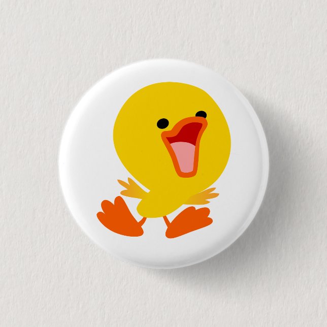 Cute Joyous Cartoon Duckling Button Badge (Front)