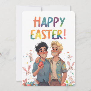 Cute Joyous Gay Gouple Easter Card