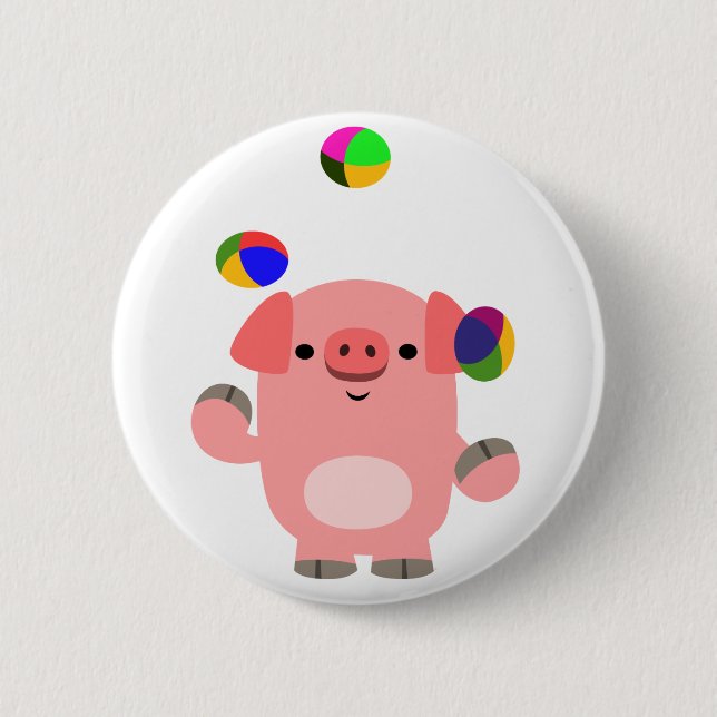 Cute Juggling Cartoon Pig 6 Cm Round Badge (Front)